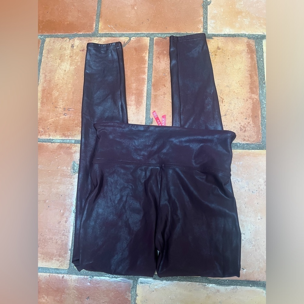 SPANX Burgundy Faux Leather Leggings - Picture 5 of 5